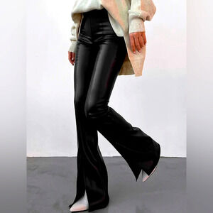 NWT REVOLVE & MINIMALST lovers COMMENSE flare leg leather pants black S
